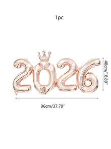 1个金色银色皇冠2026数字铝箔气球 - 优雅的金色银色饰面，适用于圣诞节和新年装饰、节日派对用品、毕业典礼、新年等场合。 - 彩色 - 查看 14