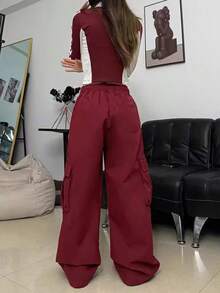 Women Pants - 紅色 - 查看 2