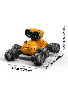 1pc 8WD Remote Control Stunt Car (For 6-13 Years Old Boys, Children's Birthday Gift), Wally Robot Toy With Auto Demo Function, 360° Rotation, LED Eyes, Music Player, 2.4GHz 8-Wheel Drive Stunt Car, Handheld Remote Control Climbing Toy, Best Christmas/Birthday Gift For 4-5-6-7-8-9-10-11-12 Year Old Boys (Blue, White, Green, Orange) - Multicolor - View 9