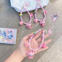 莉萝与史迪奇串珠钥匙扣 - 可爱蓝色包包挂饰，萌系卡通人物钥匙圈，柔软亚克力珠背包/钱包配饰，儿童成人收藏小饰品礼物，粉丝礼物 - 彩色 - 查看 4