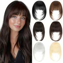 Hair Bangs Natural Brown Wispy Bang Hair Clip In Bangs Fringe With Temples Hairpiece For Women Clip On Air Bang - Multicolor - View 1