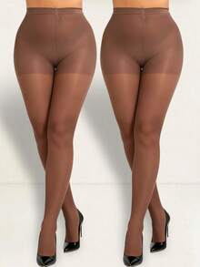 Women's 2 Pieces Set Of Ultra, Thin Belly Tightening And Anti-Running Stockings , Black , Belly Tightening And Leg Stabilization , Elegant Formal/Professional Party Pantyhose , Soft, Non-Dry Formula , Suitable For Daily And Special Occasions, Professional Stockings, Smooth Texture (Note: Not Suitable For Those Who Are Too Fat. The Color Is Slightly Different Due To Lighting Issues. Hope For Understanding), Cozy - Coffee Brown - View 19