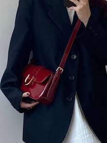 Ladies' Small Shoulder Bag, Leather Handbag, Hobo Wallet, Red Retro Y2K Wallet Fashion Crossbody Bag, Red Handbag Top Handle, Stray Man Armband Handbag,Summer,Beach Bag,Beach,Crossbody Bags For Women,Valentines Gifts,Purse,Spring To Summer,Tote Bags For Women,Brides Maid Proposal Gifts - 彩色 - 查看 3