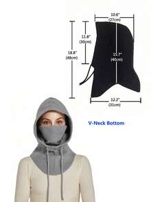 1顶男女通用加厚羊毛衬里拉法帽，带系带，针织保暖颈套面罩护耳帽，适合骑行，秋冬季 - 彩色 - 查看 2