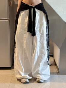 女士性感网纱透视露脐上衣，夏季系带长袖露肤开衫，Y2K 基础休闲派对假日装扮 - 彩色 - 查看 5