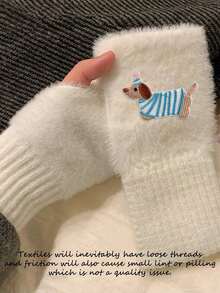 1/2 Pairs New Mink Fleece Half Finger Gloves For Women'S,With Cute Puppy Accessories,Soft Winter Warmth, Luxury Solid Color Plush Knitted Fingerless Gloves ,Warm Imitation Woolen Half Finger Gloves, Women'S Winter Plush Knitted Handguard, Wrist Leak Finger, Ladies Versatile Touch Screen Gloves,Office, Work, Outdoor Sports,Student Writing, Party Gifts,Christmas Gifts,Easter Gifts,Great Gift For Valentine'S Day - Multicolor - View 6