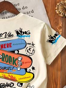 Áo thun tay ngắn in hình hoạt hình cho bé trai - Màu be - Xem 6