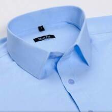 Men's Long-Sleeved Shirt, All Slim Fit Type, Luxury Premium - Màu xanh nhạt - Xem 2