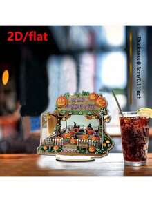 2D/Flat 1pc Halloween Funny House Pattern Diamond Painting Art Stereo Ornament, Diamond Drawing Art Stereo Plaque Ornament, DIY Handcraft Wooden Adult Birthday Gift, Home Decor, Halloween Gift