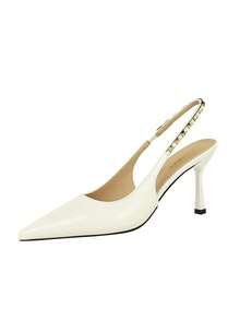 European And American Fashion Thin Heel Ankle Strap Pointed Toe Pumps, Elegant Ladies Sexy High Heels, Women's Party Shoes - White - View 12