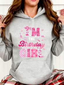 I Am The Birthday Girl Party Hoodie Women Cowgirl Theme Celebration Gift For Birthday Girl Fun Festive Outfit For Special Day - 淺灰色 - 查看 1