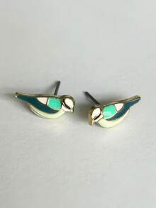 1 par de pendientes vintage con diseño de gota de aceite y pájaro, adecuados para uso diario y de fiesta de las mujeres - vistoso - Ver 6
