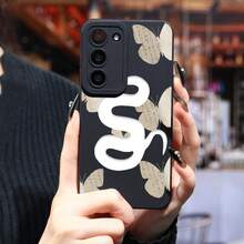 Funda de lujo para teléfono , patrón de serpiente y mariposa, compatible con Galaxy S24 Ultra S23 Plus S22+ S21 S20 FE S10 A72 A54 5G A53 A52 A52S A15 A14 A13 A12 A22 A21S A51 A33 A32 A23 5G GT2, funda de silicona mate suave, soporte para coche, cubierta trasera a prueba de golpes - Colores mixtos - Ver 6