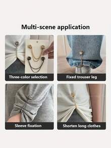 2 piezas Botones con forma de rosa para acortar las patas del pantalón, diseño de cierre con botón oculto para evitar que el pantalón se arrastre por el suelo, impermeable, portátil, duradero, adecuado para vaqueros y pantalones casuales - Multicolor - Ver 6
