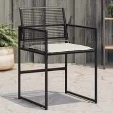 vidaXL 4 Stück Gartenstühle Mit Kissen, Schwarz Poly Rattan - Black - View 1