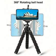 Octopus Phone Stand, Camera Stand - Sturdy, Foldable, Multiple Folds Without Damage, Suitable Compatible With Iphone And Other Phone And Camera Models, Tripod, Desktop Stand, Universal Stand, Tripod, Adjustable Stand For Summer Vacation, Travel, Outdoor Activities, Live Streaming, Stable Recording Vacation Travlel Outdoor Activities Live Streaming Selfie Stick Vlogging Equipment - Black Holder - View 1