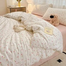 1 buah Sarung Selimut Bermotif Segar, Cocok untuk Kamar Tidur, Asrama, Perjalanan, Semua Musim, Dapat Dicuci dengan Mesin, Tanpa Selimut/Isi, Dengan Tali Pengikat di Sudut - MultiWarna - View 6