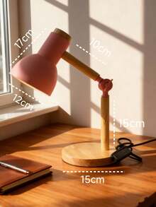 Adjustable Table Lamp In Solid Pink Wood, Nordic Style, Ideal For Interior Decoration, Reading And Writing In Offices And Study Rooms, With Eye Protection. - Xem 2