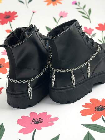 2 piezas de joyería de colgantes de aleación de plata con diseño de estrella/rayo hueco de estilo gótico, adecuado para zapatos y botas de otoño, de moda y desmontable, material de aleación de zinc ligero, decoración para zapatos, adecuado para hombres y mujeres, accesorios para zapatos DIY, joyería de cadena para zapatos