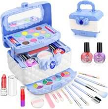 ¡RecomendadoYostyle Cosméticos para Niñas, Juguetes de Maquillaje para Niños 43 Piezas Lavables, Kit de Maquillaje de Simulación, Estuche de Maquillaje de Princesa con Espejo, para 3+ Años - Rosa¡Top de Temporada - Azul - Ver 8