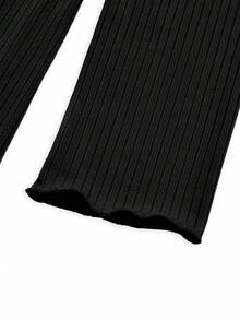 UREREM 210g Soft Solid Color Square Neck Ribbed Knit Side Drawstring Bodycon Long Sleeve Dress Black Spring Elegant - Black - View 5