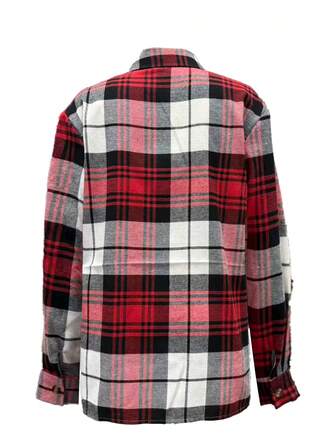 Röd rutig skjorta med knappar och fickor, långärmad, avslappnad rutig skjorta med knappar och fickor framtill för vardagsbruk