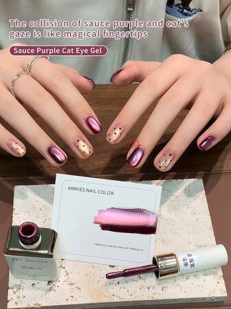 annies 10ml Grape Purple Cat Magnetisk Gellack Soak Off Gel Semi-Permanent Kristall Cat's Eye Gellack