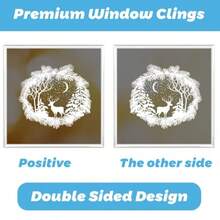 9 Sheet Christmas Window Clings White Snowflake Christmas Window Decorations Decals Xmas Santa Claus Reindeer Stickers For Glass Windows Holiday Office Home Indoor Outdoor - White - View 4