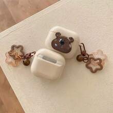 1pc Cute Bear Design Protective Case Compatible With Apple Bluetooth Earphones 1/2/3/4, Pro/Pro2/Pro3 - Brown - View 3