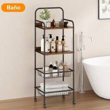 Kitchen Spice TrolleyGILLAS Estante para Cocina con Ruedas 4 Niveles Carrito Organizador de Almacenamiento Cocina con Estante y Cesta Metal NegroKitchen Spice Trolley - como en la foto - Ver 5