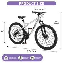 Aluminum Frame MTB For Adults Women Men 26 Inch Mountain Bike 21-Speed Bicycle Double Disc Brake Outdoor Cycling - Grey - View 2
