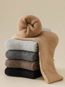 5 双男士冬季袜子 保暖厚针织柔软复古休闲中筒袜 毛绒袜 中筒长袜 - 彩色 - 查看 16