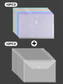 5PCS/10PCS/20PCS Transparent White/Morandi Mixed Color/Mixed Striped Thick PP Plastic A4 File Folders, Modern Minimalist Multi-Purpose Waterproof Anti-Fouling Snap Button Back To School/Office Supplies, Student Document Folders