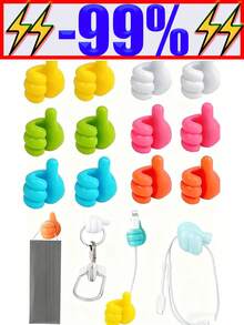 100pcs Random Color Multi-Purpose Thumb Shaped Wall Hooks - Fashionable Style, Self-Adhesive Installation Base, Easy To Install In Dorm, Kitchen, Bedroom - No Nails Needed - Multicolor - View 1