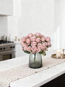 1/80 pièces Bouquet de roses en soie avec fruits en mousse artificielle, convient pour la décoration d'automne, le bouquet de mariée de la Saint-Valentin, le vase de mariage, la maison, le restaurant, la chambre à coucher, les fêtes, l'anniversaire, la décoration de jardin extérieur - Rose pâle - Voir 9