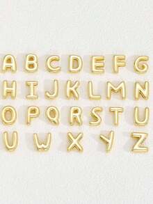 Petite Necklace, Bold Letter Balloon, 3D Initial Letter Gold Plated Pendant Necklace, Personalized Jewelry Women - 金子 - 查看 3