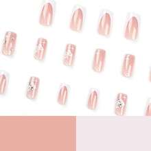 Medium Press On Nails Flower Fake Nails Tips Full Cover False Square French Nails For Women And FFgirls 24PCS{Inchcolor_nameinch:InchNails-01inch} - 指甲-01 - 查看 6