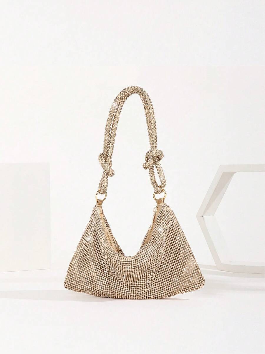 Lightweight,Business Casual Rhinestone Decor Bucket Bag Mini Drawstring Design, Clear Bag Faux Pearl Bag Evening Bag,Dinner Bag Glamorous,Elegant,Exquisite,Quiet Luxury Rhinestone For Party Girl,Woman,Bride Perfect For Party,Dinner/Banquetchristmas Party Dress, Perfectly Matching With Bridal Party, Best Choice Elegant Bag For Bridal Shower,For Bridal Shower, Clutch Bag For Wedding, Party Bags,Perfect For Party Wedding Prom Dinner/Banquet Matching With Holiday Party Dress Evening Dress & Sequin Dress,Shiny Leather Box-Shaped Evening Clutch, Fashion Luxury Formal Party Handbag, Suitable For Gown, Prom, Ballroom,For Gown, Ball, Party, Wedding, Bride, Bridesmaid, Birthday Dress Matching - 金色 - 查看 1
