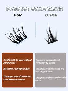 60 piezas de pestañas postizas sin pegamento, pestañas en racimo individuales, naturales y gruesas para el maquillaje de ojos de Año Nuevo, sin irritación - C - Ver 3