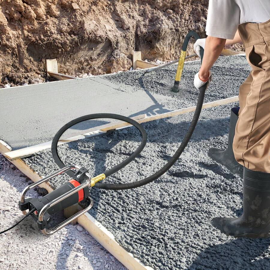 Vibrador de hormigón eléctrico , 1500 W, 16 000 VPM, herramienta vibratoria de hormigón portátil con motor de cobre de 2 HP, vibrador de cemento portátil con eje de 14,75 pies/4,5 m, elimina burbujas de aire y nivela el hormigón - Negro - Ver 1