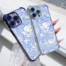 Funda de Teléfono con Diseño de Patrón Abstracto en Espiral Azul y Blanco para  16, 16e, 16 Plus, 16 Pro, 16 Pro Max,  15, 15 Plus, 15 Pro, 15 Pro Max, 14, 14 Plus, 14 Pro, 14 Pro Max, 13, 13 Pro, 13 Pro Max, 12, 12 Pro, 12 Pro Max, 11, 11 Pro Max, 7, 8, X, XS, Anti-suciedad, a la Moda, , Antigolpes en las Cuatro Esquinas - Colores mixtos - Ver 7