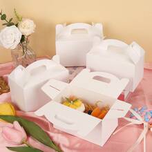 Tomnk 48 Pack White Party Favor Treat Boxes, Candy Boxes, Gable Gift Boxes With Handles For Birthday, Wedding, Mother's Day - 白色 - 查看 7