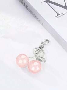 1pc Cherry Shaped Keychain Bag Charm - Car Cherry Accessory Keyring, Women's/Valentine's Day (Size: 4.3in/10.92cm X 2.6in/6.6cm, Cherry Size: 1.18in/3cm) S2JT - Silver+Pink - 查看 6