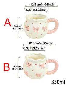 1pc Creative 3D Embossed Hand-Painted Bow Pattern Ceramic Coffee Mug - Multicolor - View 7