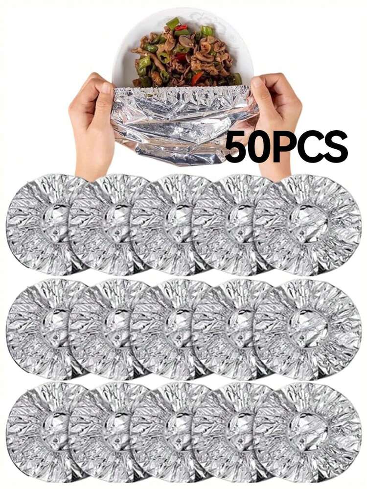 100片装铝箔隔热罩，适用于厨房和餐桌 - 可重复使用，保温保鲜，适合野餐、露营和居家使用，露营食物保温罩|食品安全罩|可重复使用食品保鲜膜，冰箱收纳整理 - 彩色 - 查看 11