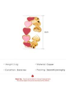 1pc Versatile Pink Heart Ring, Sweet Copper Open Heart Shape Ring, Creative European & American Style
