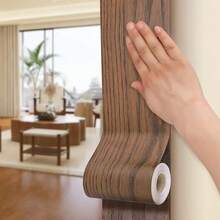 1 Roll Faux Wood Grain Waterproof Vinyl Peel And Stick Decorative Trim, Self-Adhesive Thin Edging Strips For Door Frames, Baseboards, Home Decor Renovation, Easy To Apply And Durable, Removable, Ideal For Living Room And Bedroom Corners - Multicolor - View 7