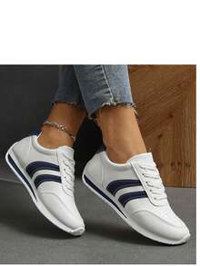 女士休闲户外运动鞋，几何图案运动针织系带运动鞋，适合居家及所有季节穿着