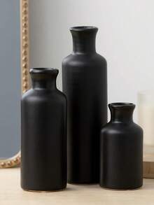 Minimalistischer Blumenvase Heimdekoration Ornament Weiße dekorative Handwerks-Vase Premium Ins-würdiges Set Vintage Landhausstil Trockene Blumenhalter Heimdekoration Handwerks-Ornament Schwarze Retro-Vase