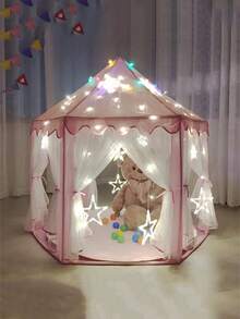 1 szt. Duży namiot z bajkowym zamkiem księżniczki, dziewczęcy, duży, sześciokątny teatrzyk, różowy motyw/trwały, idealny prezent urodzinowy lub świąteczny, domek do zabawy wewnątrz/na zewnątrz, zamek ogrodowy, składany, przenośny namiot, namiot kempingowy, odpowiedni dla dzieci od 1 roku życia, sześciokątny domek do zabawy dla niemowląt, dekoracja świąteczna, prezent na Halloween i Wielkanoc